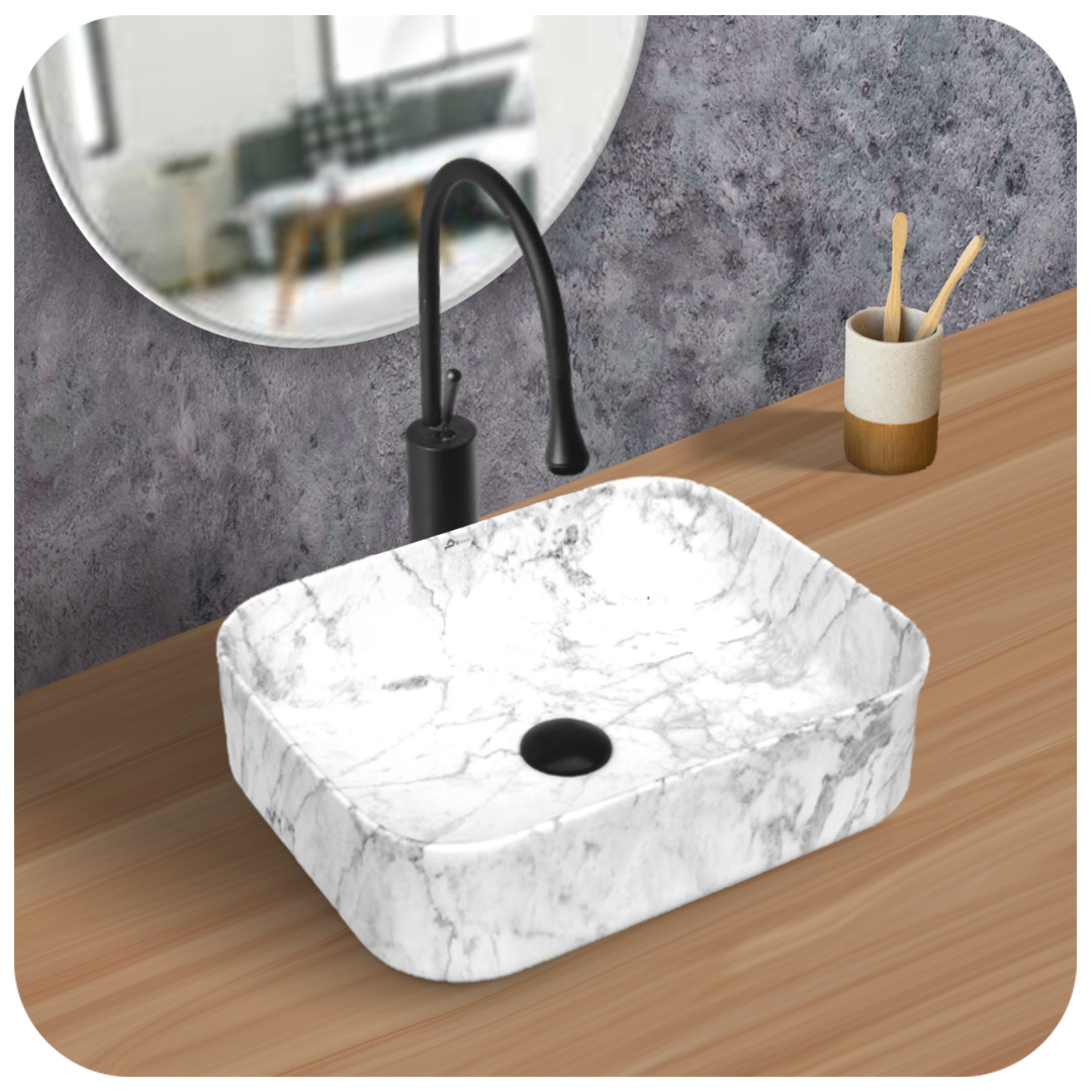 Brizzio 144 Glossy Marble White Grey Designer Wash Basin – Brizzio ...